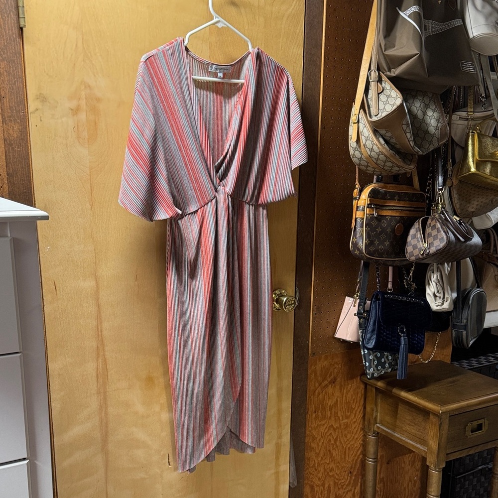 The Vanity Room Multicolor Striped Midi Dress